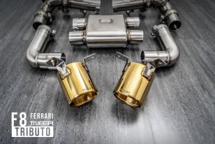 TNEER Valvetronic Exhaust System w/Gold Tips for Ferrari F8 Tributo / Spider 2019-2023