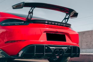 DarwinPRO Stuttmate Carbon Fiber Rear Diffuser for Porsche 718 Cayman / Boxster 2016-2025